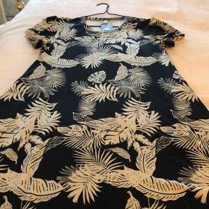 Black and Beige Tropical Print Dress